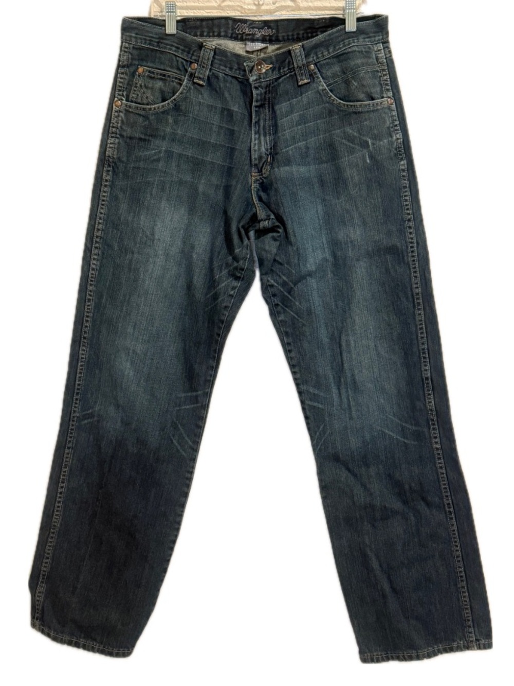 Wrangler Men’s Regular Fit Dark Wash Straight Leg Cotton Jeans Size 34x34